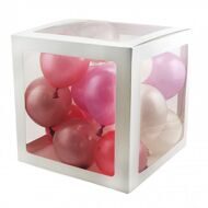 Набор коробок 4 в 1 "Декор с шарами" Белый / куб с прозрачными вставками 30*30*30 см (Китай)