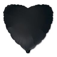 И 18 Сердце Черный сатин / HEART Satin Black / 1 шт /, Фольгированный шар (Испания)