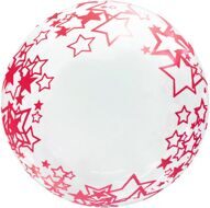 Шар (18''/46 см) Deco Bubble, Красные звезды, Прозрачный, Кристалл, 1 шт. в уп.